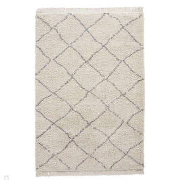 Boho 5413 Modern Moroccan Berber Soft Plush Shaggy Cream Rug-Think Rugs-Rug Love - The Most Loved Rug Store